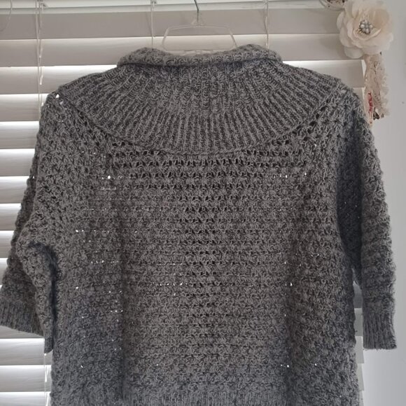 Ann Taylor Women’s L Gray Wool Angora Cashmere Blend Shawl Collar Knit Cardigan - Picture 7 of 7